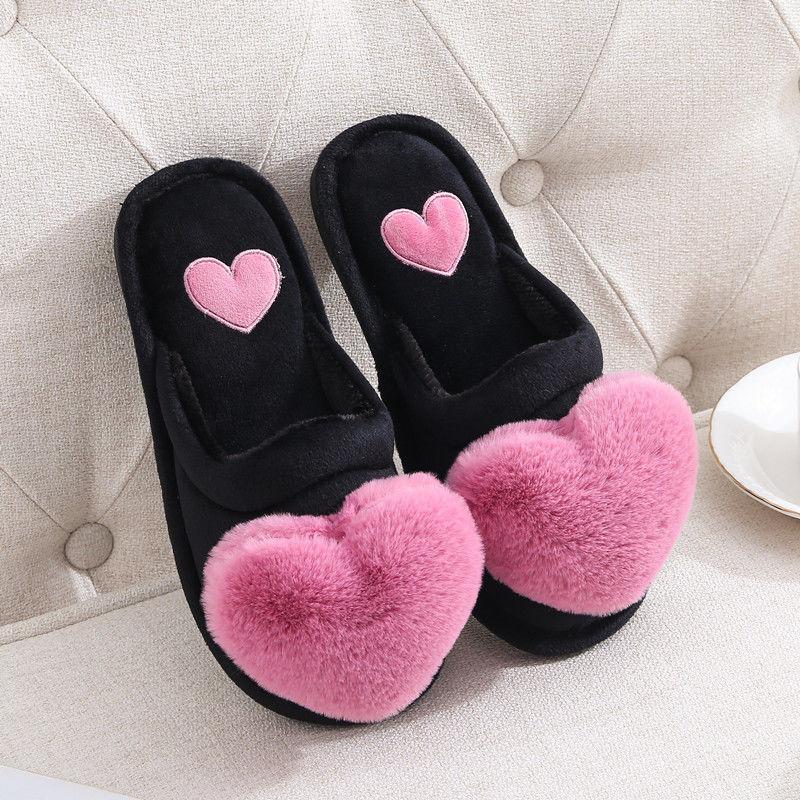 Autumn and Winter Pure Cotton Slippers Big Love Indoor Non-slip Soft-soled Shoes Warm Simple and Comfortable Casual Plush Cotton Shoes