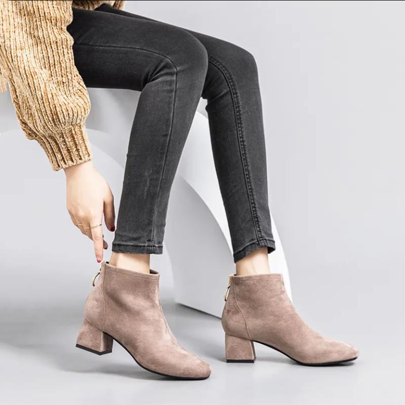 Autumn Mid-tube Women's Boots Korean Style Trendy Shoes for Students Autumn Cotton Shoes