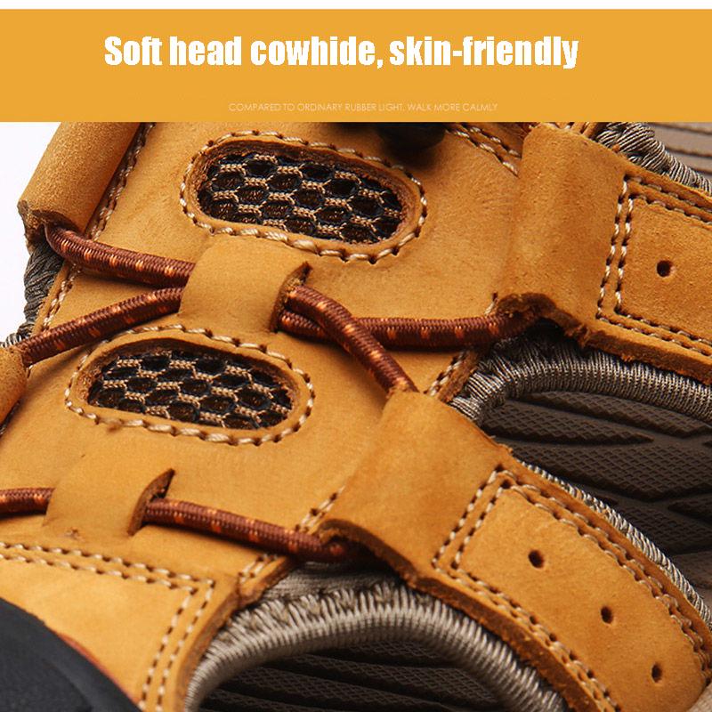 Classic Men's Sandals Summer Soft Sandals Comfortable Men Shoes Genuine Leather Sandals Big Size Soft Outdoor Men Roman Sandals