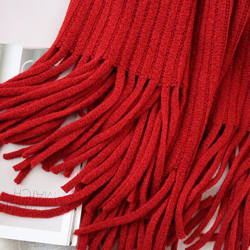 Scarf Women Autumn Winter Thicken Warm Kint Shawls Wraps Lady Fashion Elegant Solid Long Soft Scarves 2021 New Female Knitted Scarfs