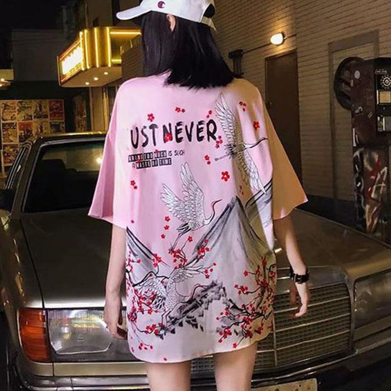 Couples T-shirts Hip Hop Trendy Chinese Style Mountain Bird Print Tees Summer Ladies O-neck Short Sleeve Casual Shirts Men Clothing