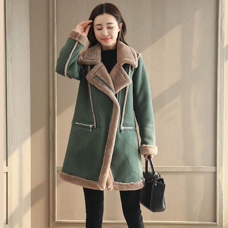 Suede Cotton Coat Winter Korean Version of Loose Thick Fur Lamb Fur Coat Female Mid-length Coat