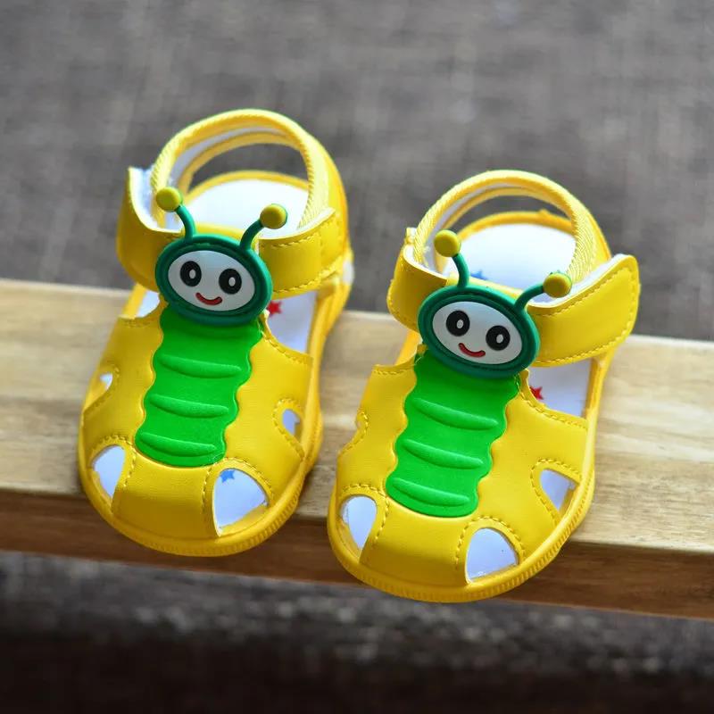 Baby's Summer Sandals Boys and Girls Soft Soled Cute Cartoon Caterpillar Shoes Children's Antiskid and Kickproof Flat Shoes