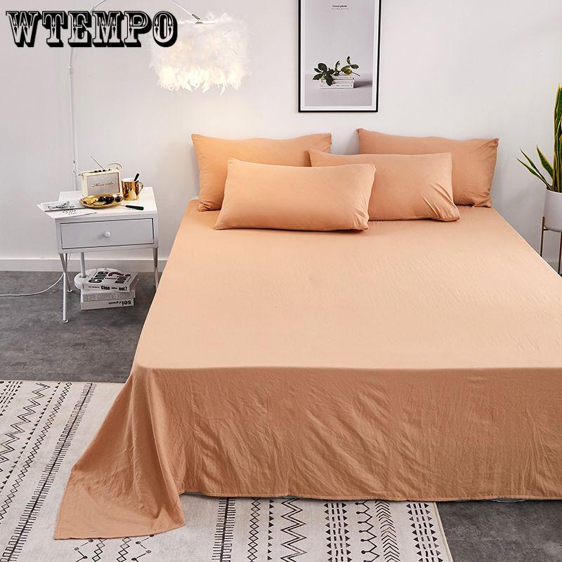 Spring Summer Solid Color Summer Thin Bed Linen Single-piece Washed Cotton Bed Linen Plus Bed Linen Extra Large Family