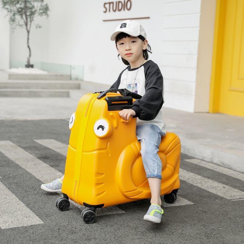 1-6 Years Children's Seated Wheeled Suitcase 20 Inch Sliding and Rolling Suitcase Boy Girl Sliding and Rolling Travel Code Luggage Trunk