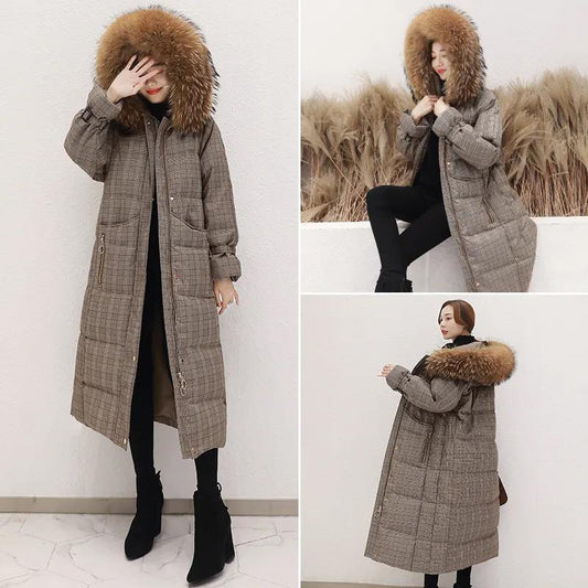 Women's Mid-length Down Jacket Winter Korean Loose Cotton Clothes Casual Hooded Padded Jacket Quilted Jacket