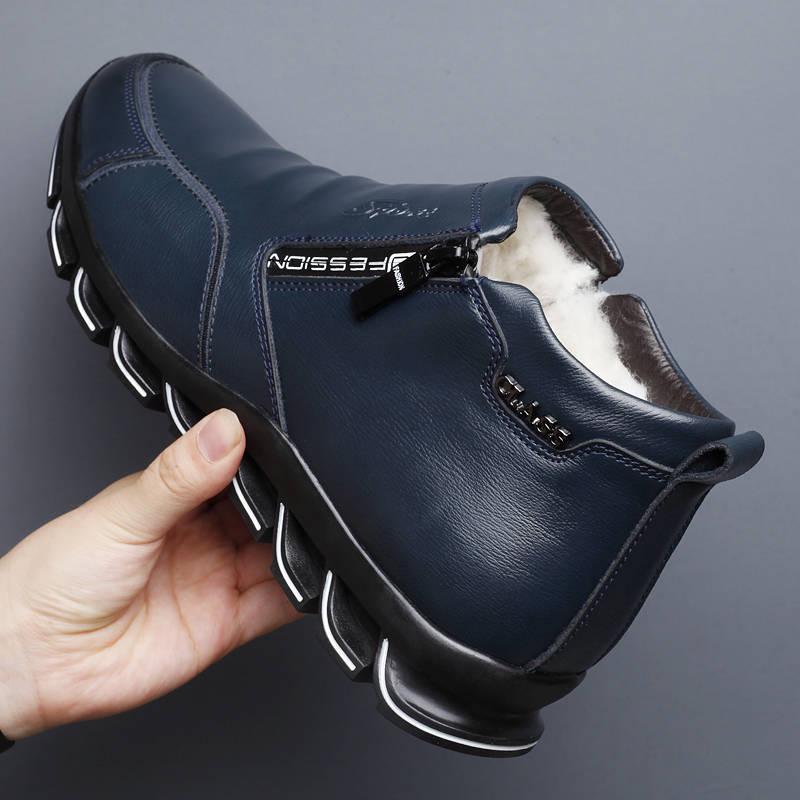 Leather Boots Genuine Leather Men Winter Shoes Fashion Male Shoes Winter Ankle Boots Male Boots