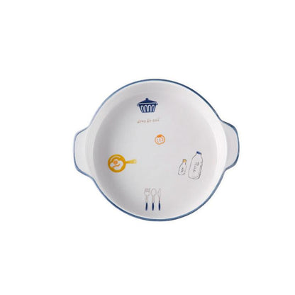 Ceramic Dishes Household Deep Dishes Tableware Dishes Baking Trays Creative Binaural Steamed Egg Discs Binaural Plates