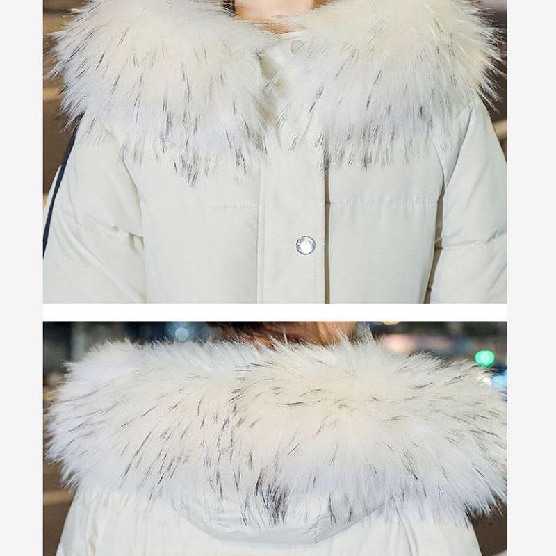 Down Jacket Winter Korean Fashion Big Fur Collar Mid-length Hooded Thick Warm Large Size Jacket Suitable for Women