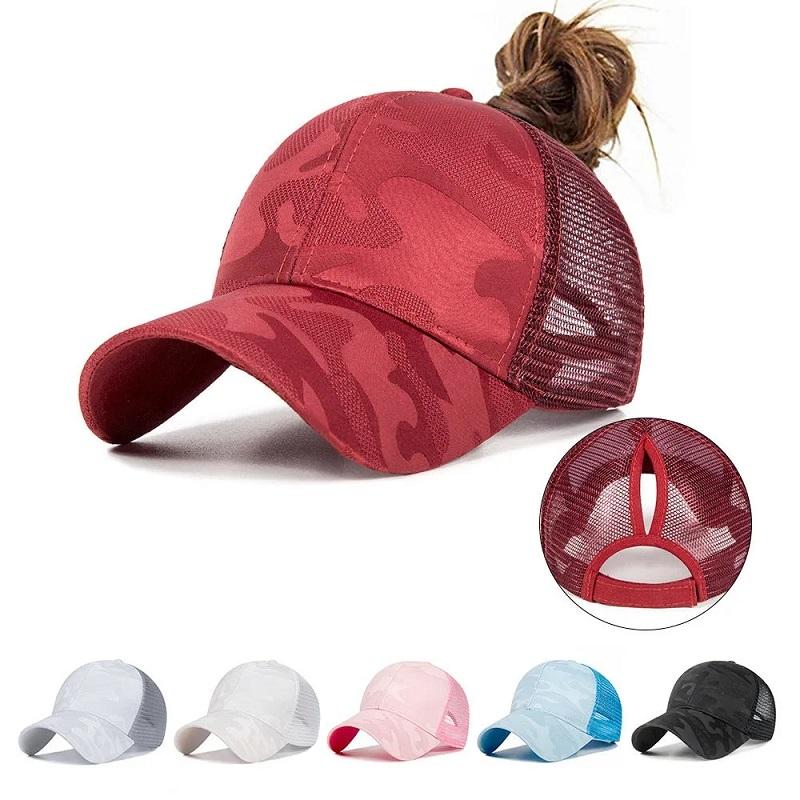 Women's Spring Summer Cotton Hats Outdoor Running Fitness Hat High Ponytail Baseball Cap Shade Breathable Ponytail Hat Adjustable Empty Top Cap