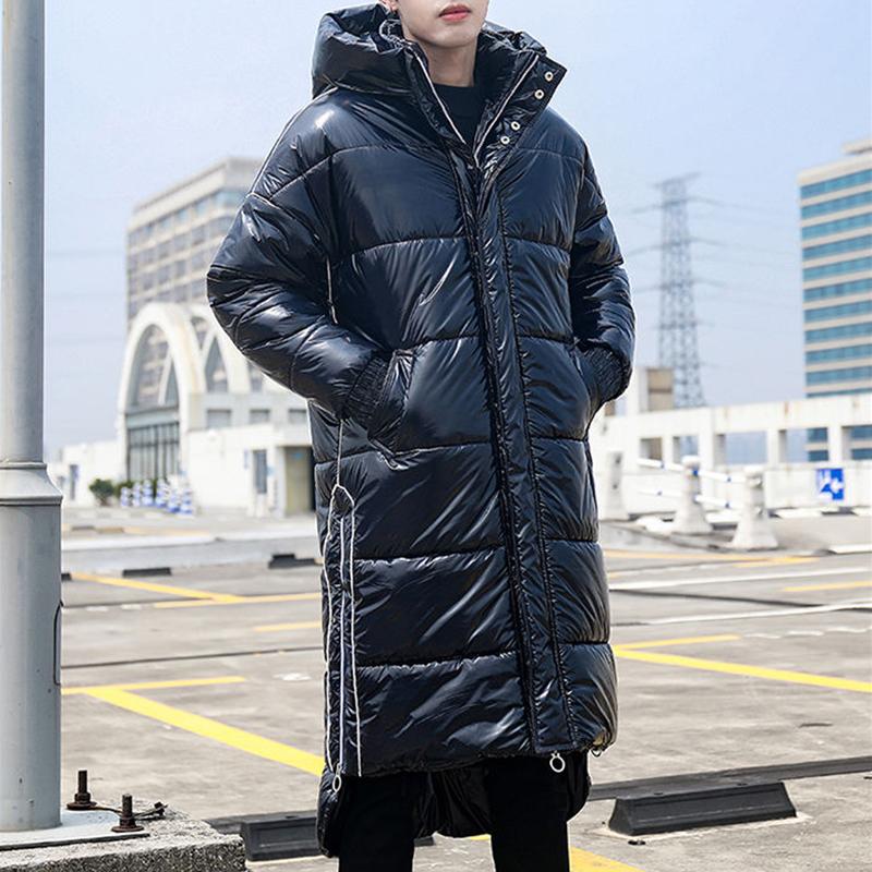 Fashion Trend Hooded Men's Down Jacket Autumn and Winter Plus Velvet Thick Warm White Duck Down Long Male Jacket