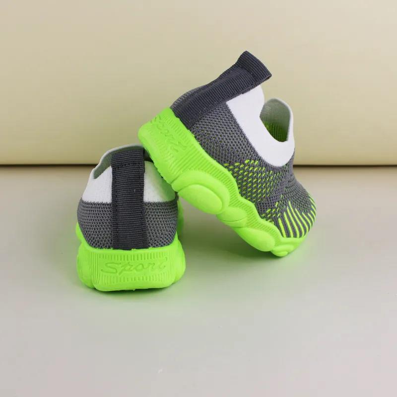 Three Colors Boys' One-step Sneakers Flying Woven Breathable Soft-soled Non-slip Casual Shoes Girls Lightweight Sneakers