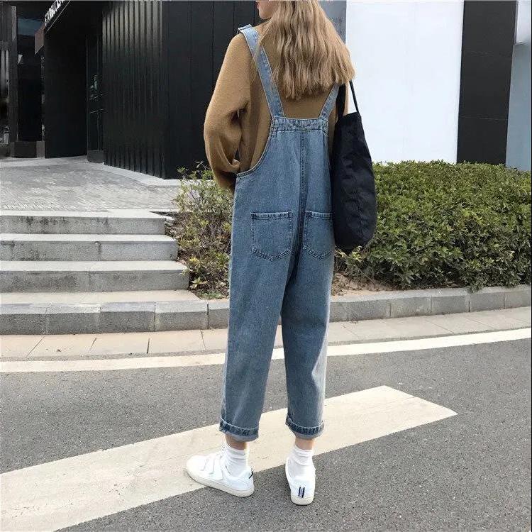 WTEMPO Summer Overalls Jumpsuit Woman Jeans Long Romper Pants Zipper Pockets Sleeveless Adjusted Jeans Trousers