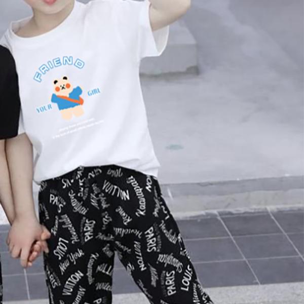 Summer Children's Short Sleeve T-Shirt Korean Style Small and Medium Sized Boys and Girls Fashion Set