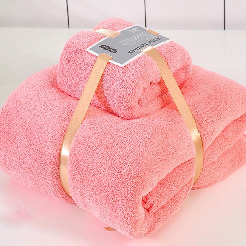 Three-pack Portable Thick Bath Towel Large Towel Set Used for Bathing Quick-drying Cotton Coral Fleece Absorbs Water and Does Not Fade