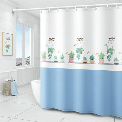 Bathroom Shower Curtain Free Perforated Waterproof and Mildew-proof Partition Curtain Bathroom Thickened Water Retaining Curtain