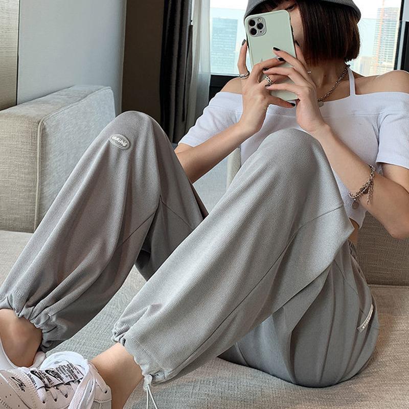 Summer Trousers for Female Students Loose and Versatile Trendy Thin Wide-legged Casual Sports Pant