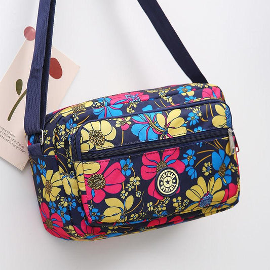 Nylon Colorful Cloth Bag Multi-layer Zipper One-shoulder Messenger Backpack Women Shopping Leisure Bag Cashier Bag