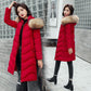 Women's Fashion Down Cotton Padded Jacket Long Style Over The Knee Thickened Warm Women's Parka Coat Hooded Fur Collar Coat