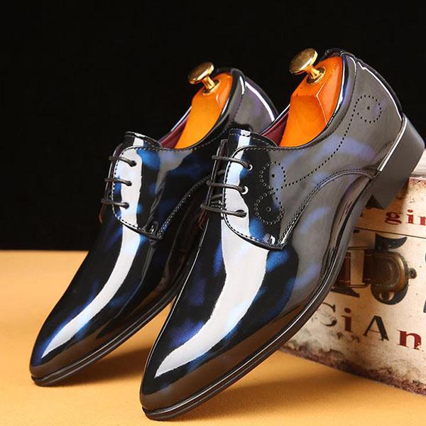 Pair of Shoes Business Leather Casual Comfortable Flat Men Pointed Toe Wedding Dress Shoes