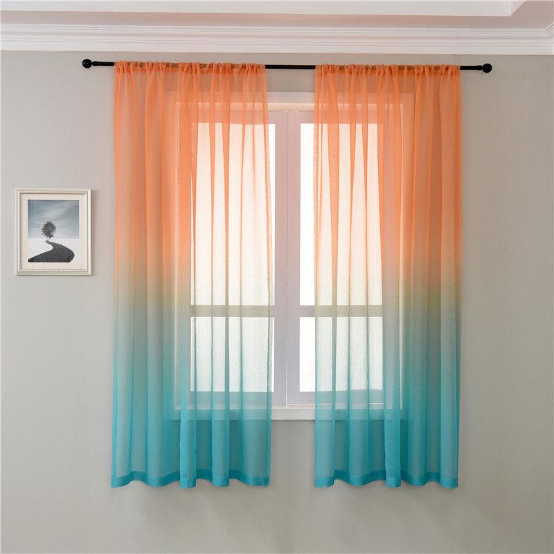 Curtain Gauze Anti-mosquito Fly Linen Gauze Printed Curtain Bay Window Balcony Household Room Partition Curtain Bedroom Perforated Curtain