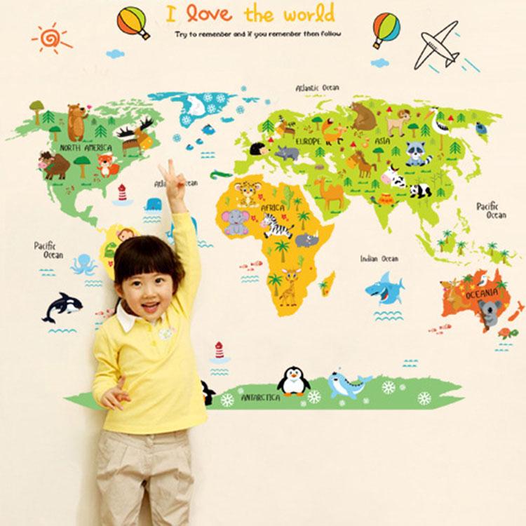 Map stickers cute cartoon room kindergarten children's room stickers wall stickers