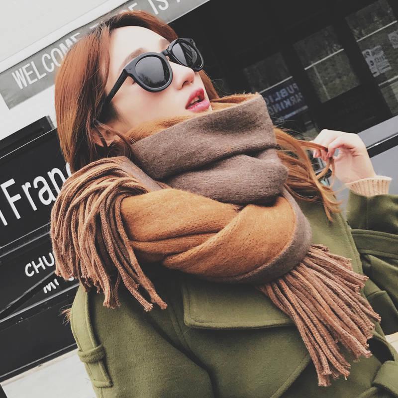 Women Scarves 2019 Autumn Winter Female Wool Scarf Wide Solid Long Shawl Wrap