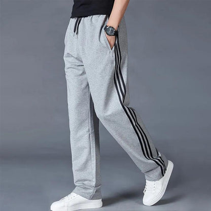 Spring and Autumn Sports Pants Men's Straight Loose Striped Casual Pants Plus Size All-match Trousers