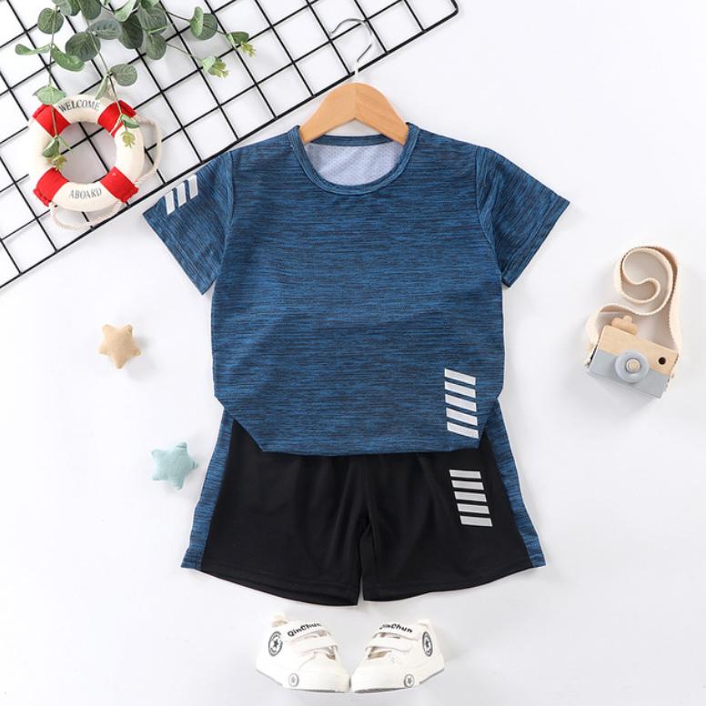 Children's Short Sleeve Suit Running Sportswear Casual Quick Drying Clothes Boy and Girl Summer T-shirt Shorts Two Piece Set