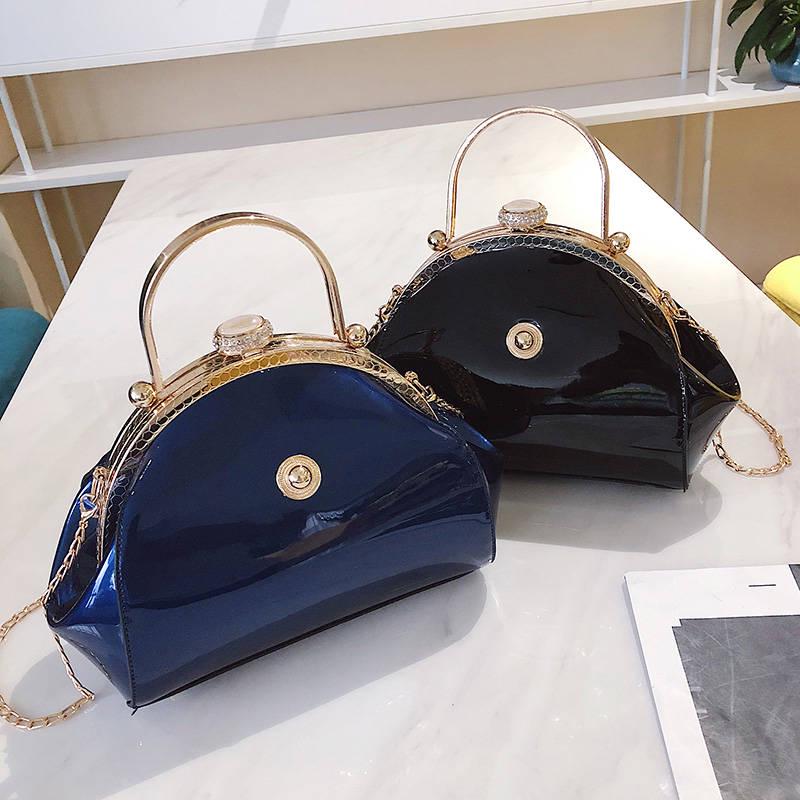 Bride Handbags Glossy Patent Temperament Name Handbags Atmospheric Wedding Dinner Clip Messenger Bag