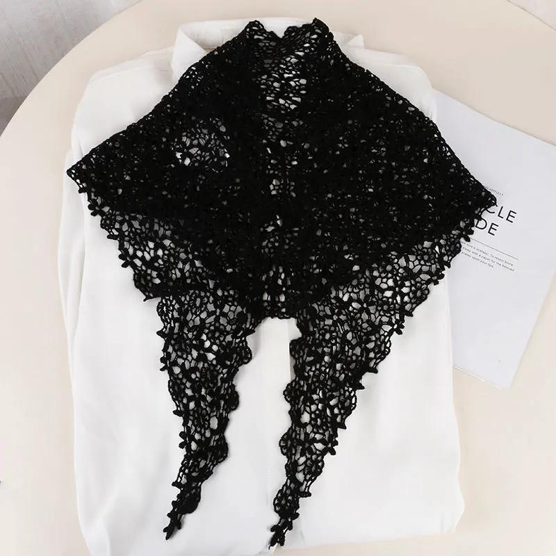 Floral Lace Hollow Small Shawl Thin Silk Scarf Wild Short Sun Protection Small Waistcoat Outside with A Small Scarf Mother Silk Scarf Bag Decoration