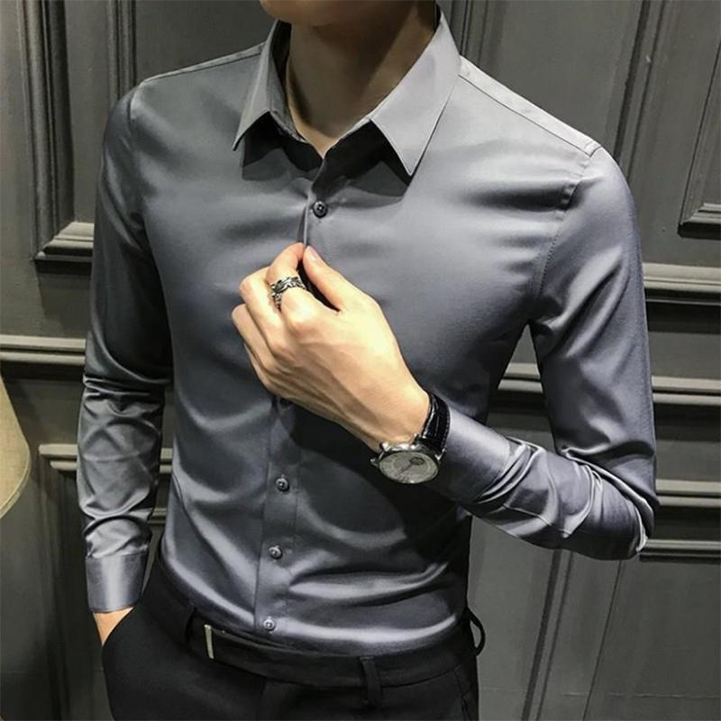 Long-sleeved Spring Men's Shirts Korean Style Slim Men's Shirts Casual Business Formal Wear High-end Tops