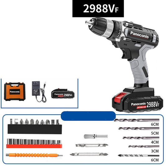 21V Household Impact Drill Set Cordless Electric Drill Electric Screwdriver Rechargeable Motor with Toolbox