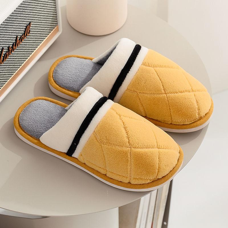 Autumn and Winter Pure Cotton Slippers Indoor Non-slip Soft-soled Shoes Warm Simple Plush Cotton Shoes