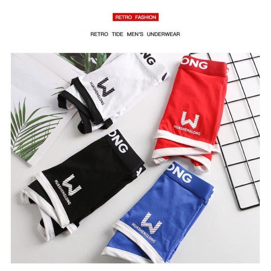 3-pack Men's Boxer Shorts Pure Cotton Youth Sports Trendy Cute Boxer Shorts