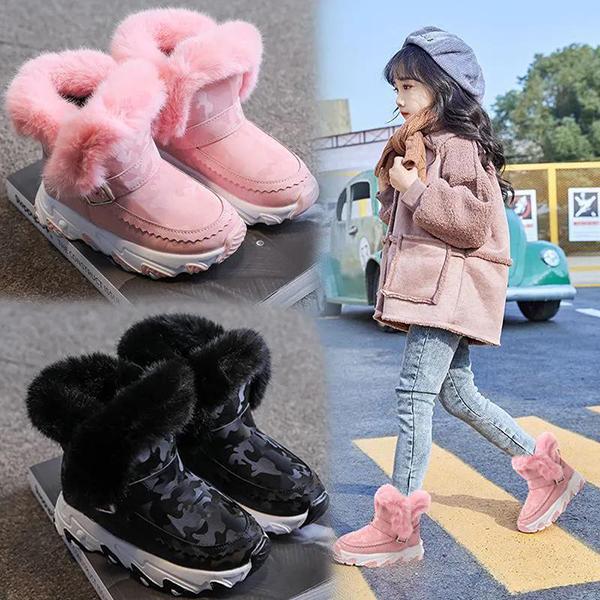 Winter Children's Snow Boots Flat Bottomed Plush Warm Children's Cotton Shoes Wool Mouth Boots Snow Boots