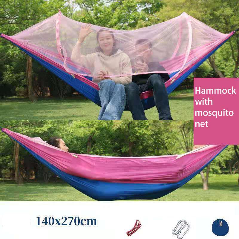 Outdoor Hammock with Mosquito Net Adult Summer Breathable Swing Double Picnic Camping Children Mosquito Net Widened Hammock