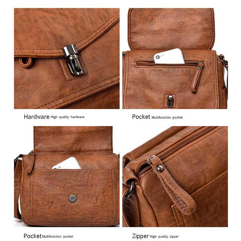 Brand High Quality Genuine Leather Handbags Crossbody Woman Messenger Bags Real Cowhide Ladies