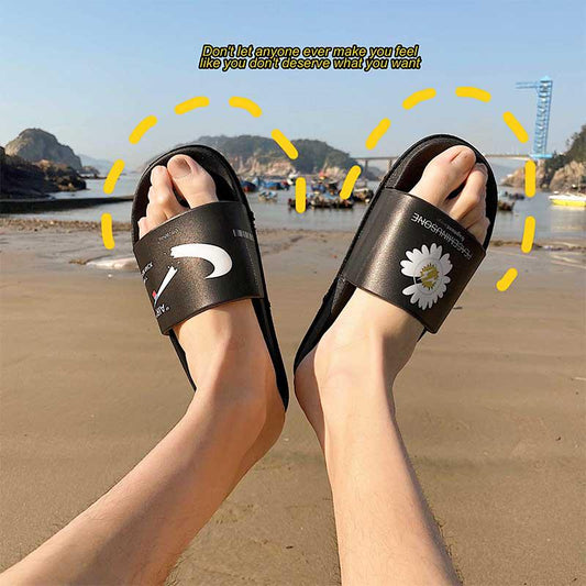 Fashion outdoor wear sandals and slippers male personality word drag couple  non-slip beach shoes