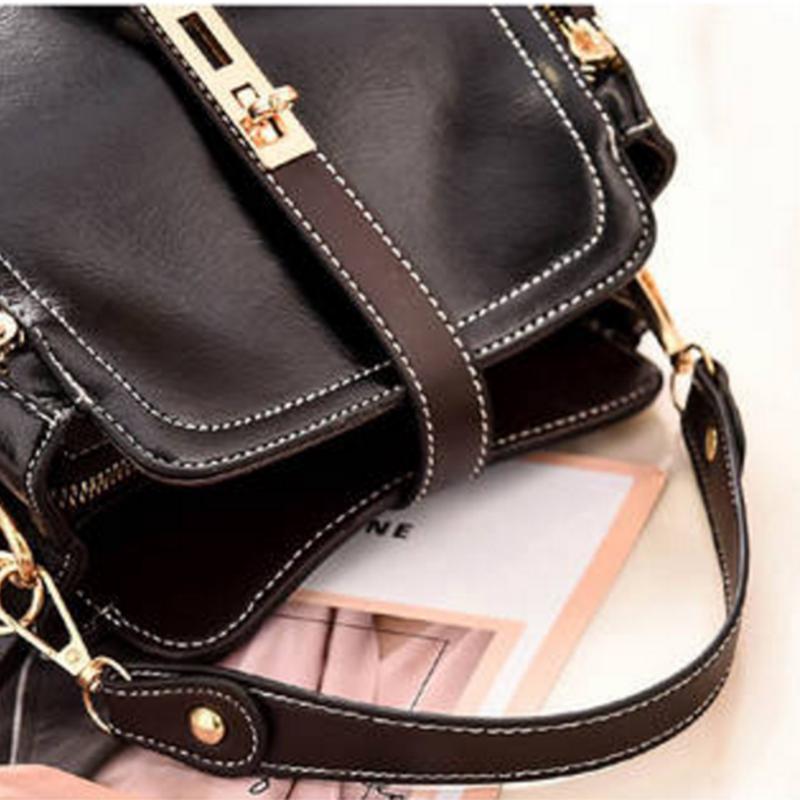 Crossbody Bag Women Red Leather Buckle Pendant Waterproof Large Capacity Shoulder Bags Handbag