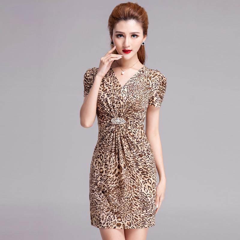 Long Sleeve Deep V Neck Leopard Print Sexy Bodycon Mini Dress Women Fashion Christmas Party Clothes