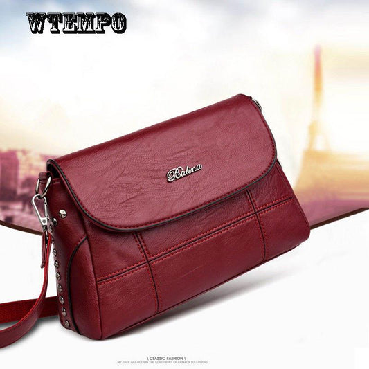 Fashion Women's Bag Leather Texture Bag Trend Wild Messenger Bag Zipper Bag Small Square Bag