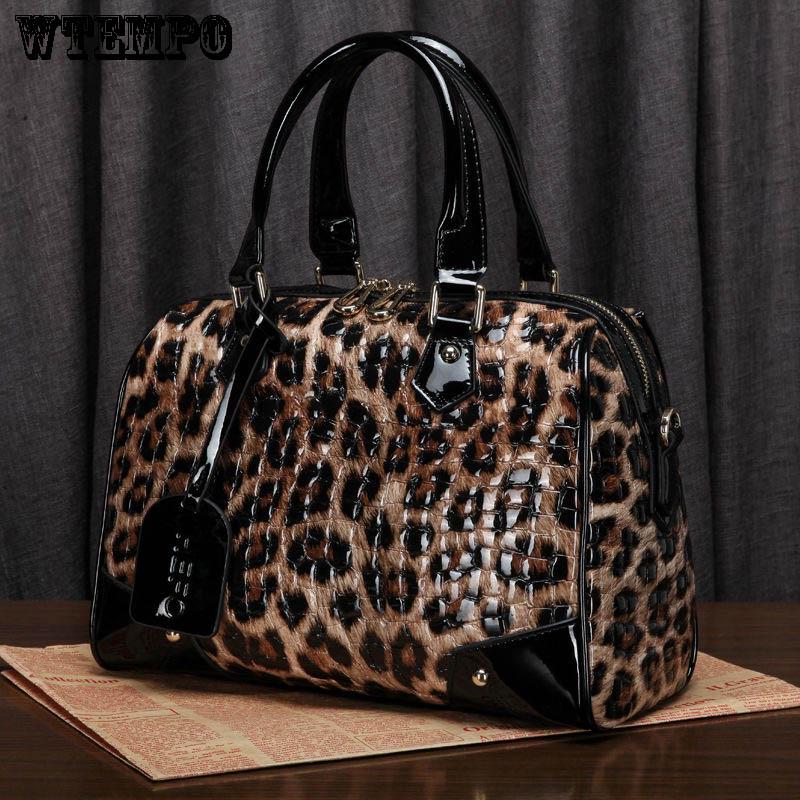 Diagonal Leather Shoulder Bag Female Leopard Pure Leather Women's Leather Bag