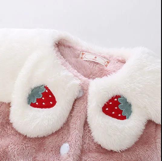 Autumn and Winter Children's Flannel Pajamas Girls Coral Velvet Cute Super Cute Set Baby Middle and Big Children's Girls' Home Clothes