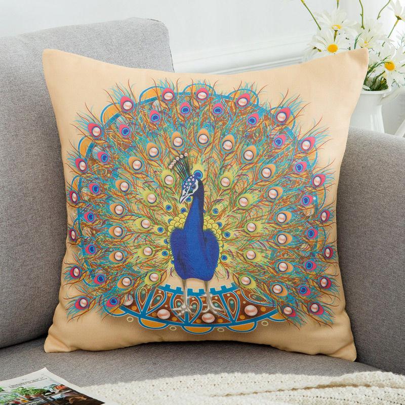 2pcs/set European Luxury Peacock Print Pillowcase + Cushion Cover Living Room Sofa Cushion Cover Home Decoration