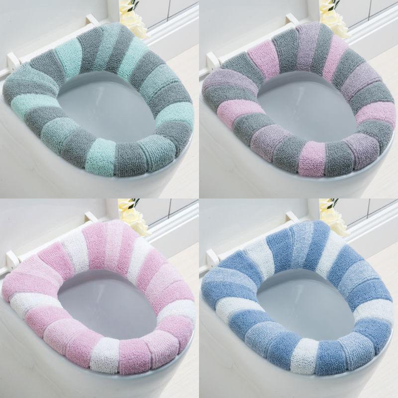 4 Pieces of Toilet Seat Thermal Toilet Ring Household Washable Thickened Toilet Washer In Autumn and Winter General Plush