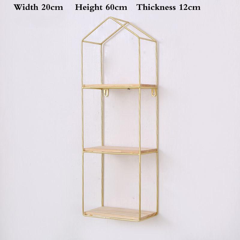 Nordic Wall Racks Living Room Wrought Iron Wall Wall Decoration Partition Wall Hanging Free Punching Wall Hanging Bookshelf