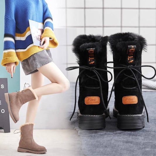 Women Snow Boots Warm Fur Plush Winter Ankle Boot Plus Size Platform Ladies Suede Shoes Female