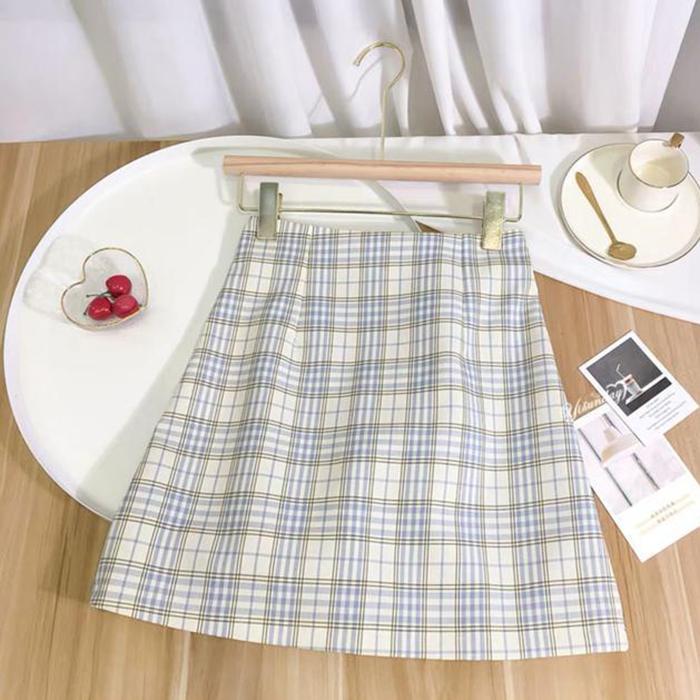 Women High Waist Pleated Skirt School Girl Plaid A-Line Flare Skater Short Skirt Uniforms Cosplay Sweet Girls