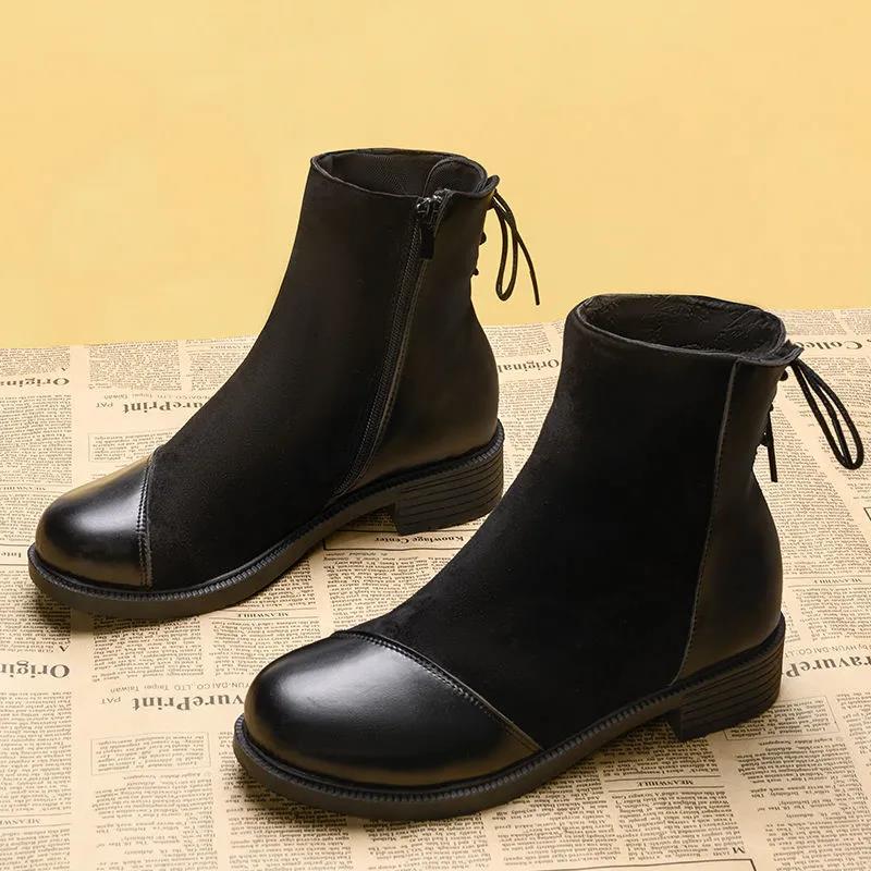 All-match Thin and Comfortable Martin Boots Women's Autumn and Winter Thick-heeled Warm and Comfortable Short Boots